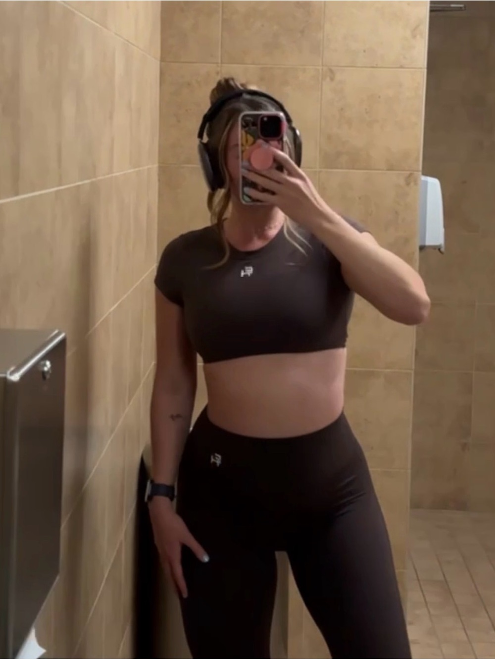 Brown crop top open back